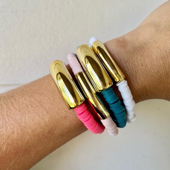 Summer nights ☀️ Gold Tube acrylic bead bracelets, handmade! - Picture 2 of 3